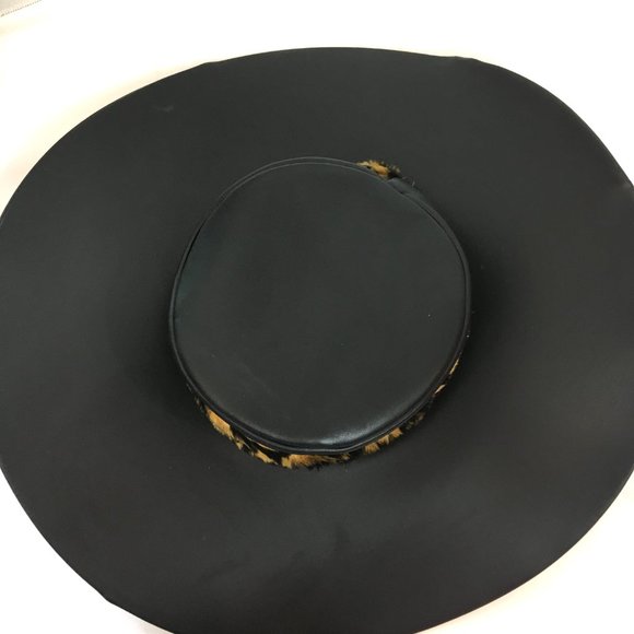 70’s Style Blk Faux Leather Pimp Big Daddy Hat Vtg - Picture 9 of 12